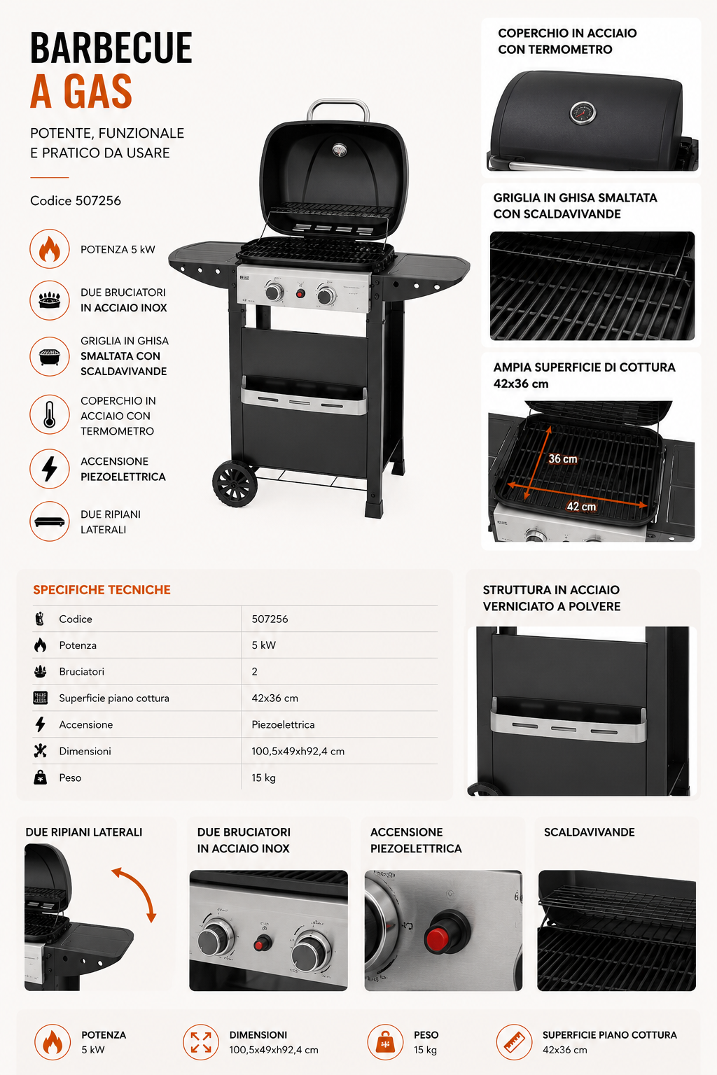 BARBECUE A GAS 2 FUOCHI SIMPLY HOT