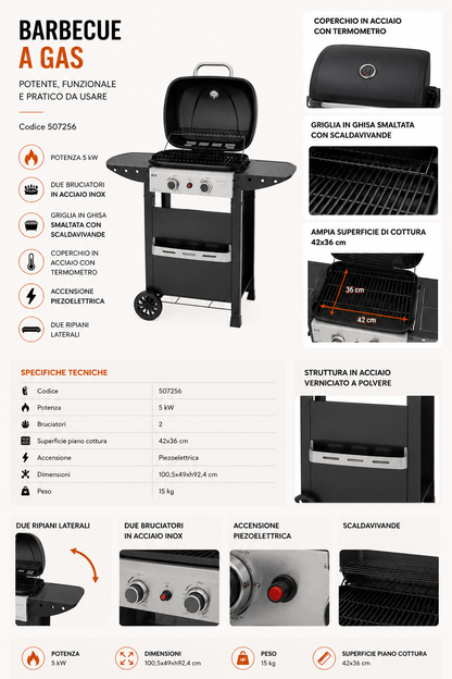 BARBECUE A GAS 2 FUOCHI SIMPLY HOT