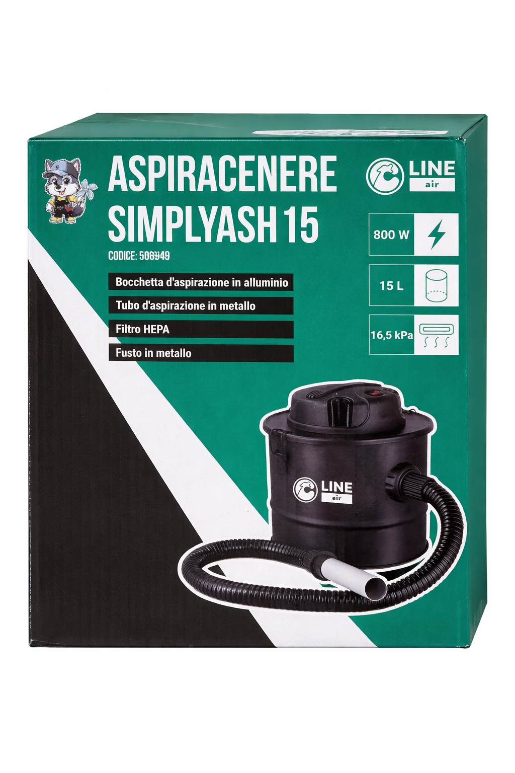 ASPIRACENERE 800 WATT 15 LITRI CON FILTRO HEPA